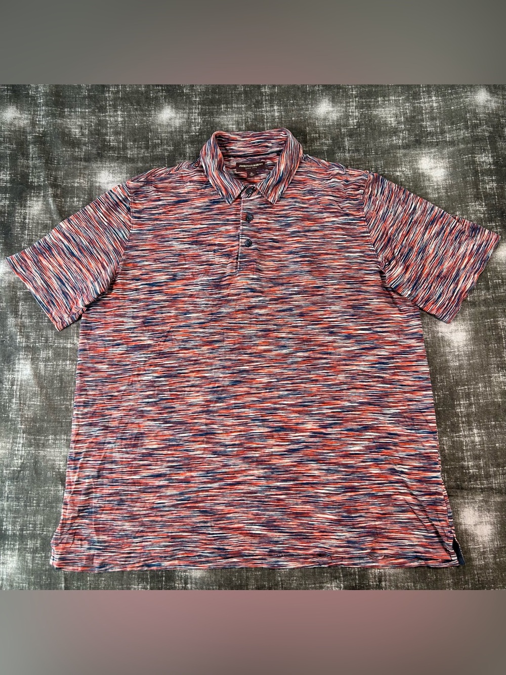 Johnston & Murphy Polo Mens XL Vibrant Blue/Red Space Dye Golf Performance Shirt
